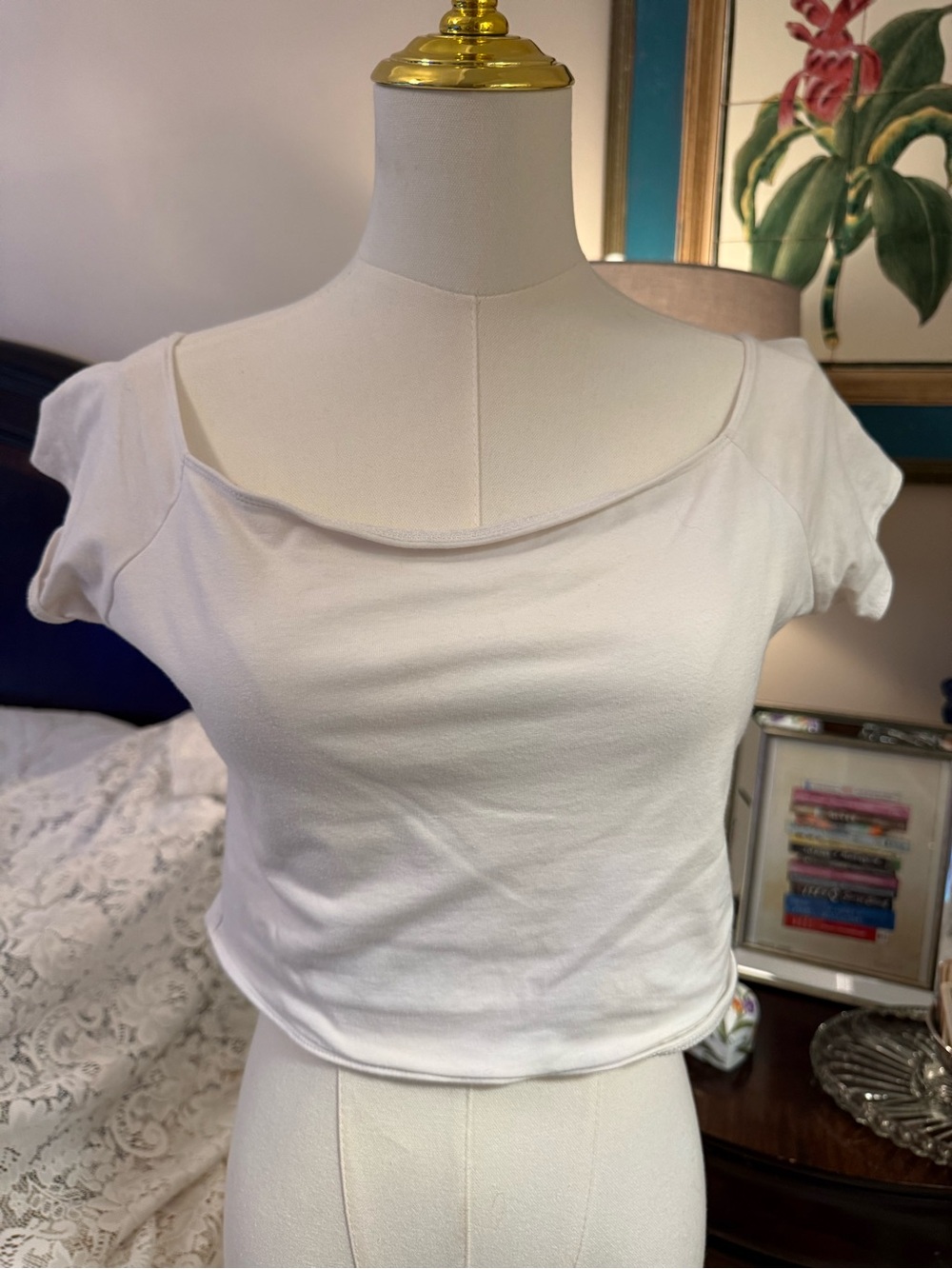 Hollister White Off-Shoulder Crop Top